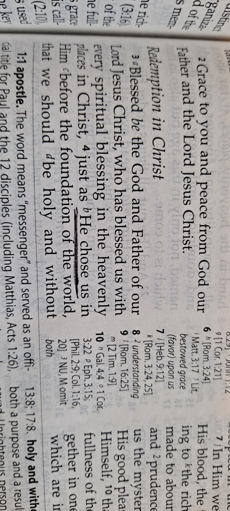 Amy’s Bible at Ephesians 1:4, with “He chose us” underlined.
